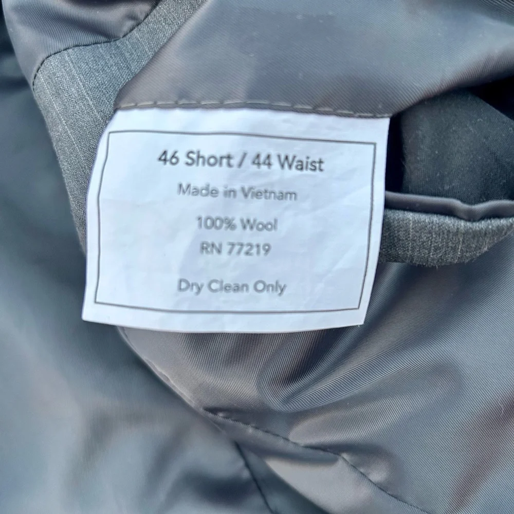 46S Joseph & Feiss Wool Blazer Gray Mens 44 Waist Pinstripes